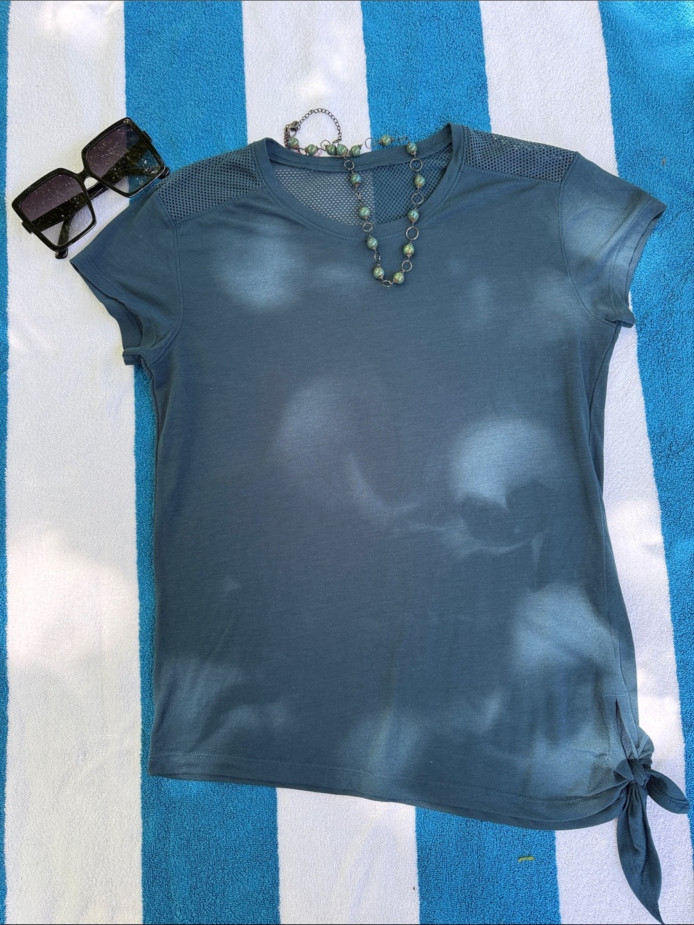 Old Navy Teal Short-Sleeve Side-Tie Tee